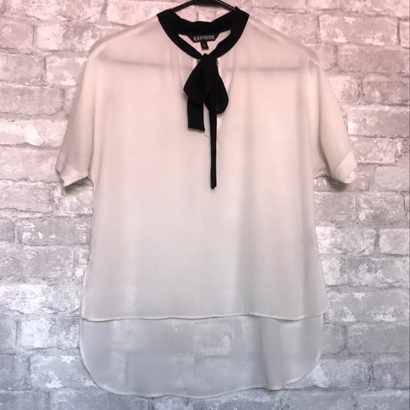 EXPRESS | Sheer shirt sleeve high low blouse - Picture 2 of 4